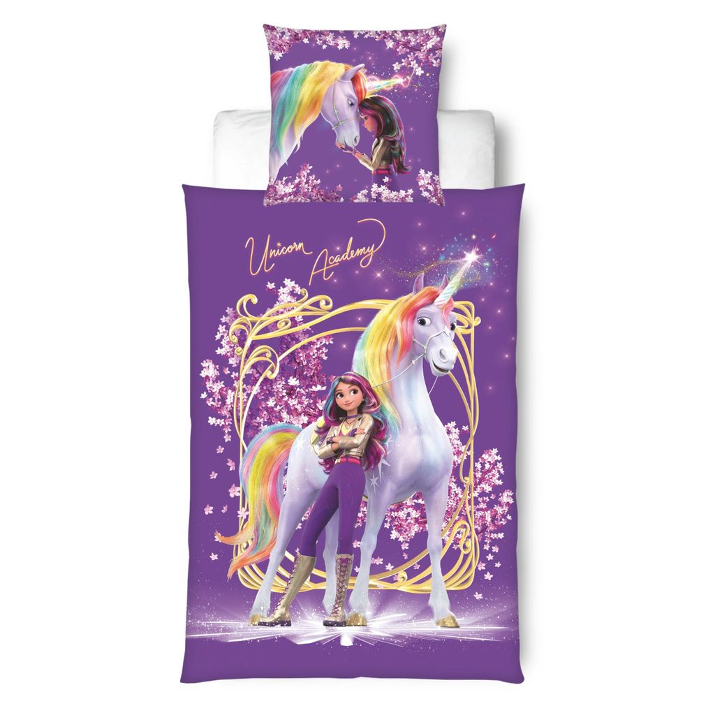 Unicorn Academy Bettwäsche 135x200 + 80x80 cm, Kinder Produktbild 