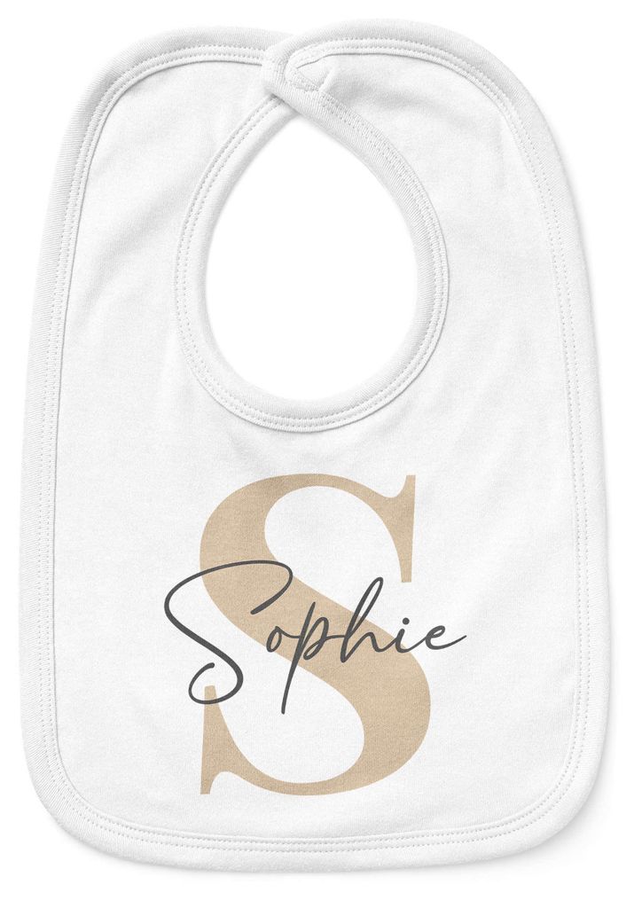 Baby Lätzchen personalisiert mit Namen Monogramm Anfangsbuchstabe Design Pastellfarben Baumwolle Junge/Mädchen SpecialMe