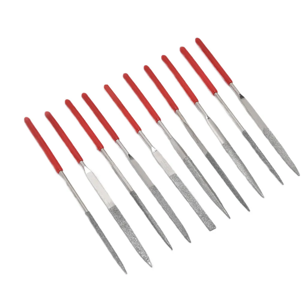 10Pcs Set di lime ad ago temprato robusto durevole manico comodo lime per gioielli (3x140mm) - 3