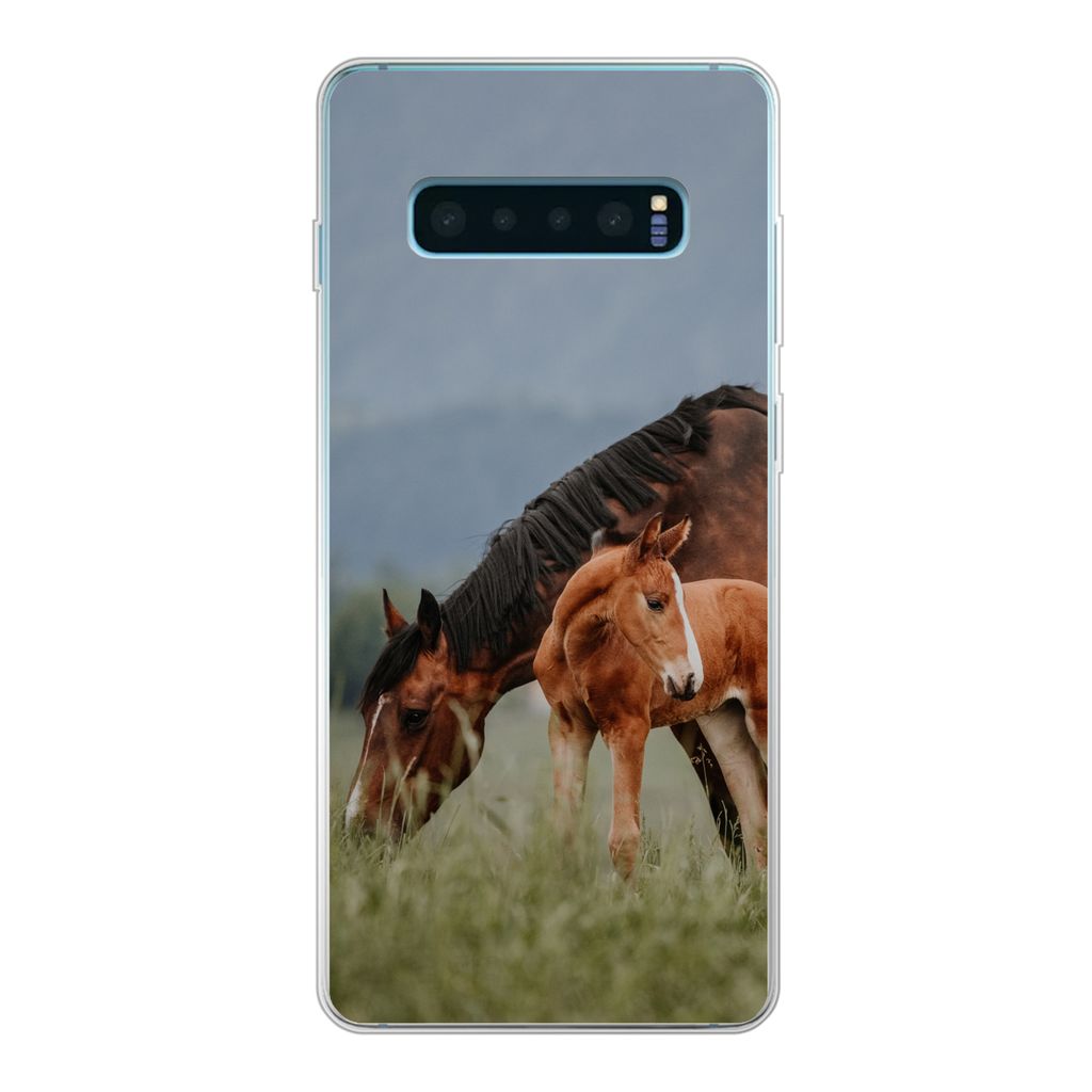 MuchoWow Handyhülle Schutzhülle Hülle für Samsung Galaxy S10 Lite Pferde - Fohlen - Natur Silikon Softcase Handy Hülle - Schutz
