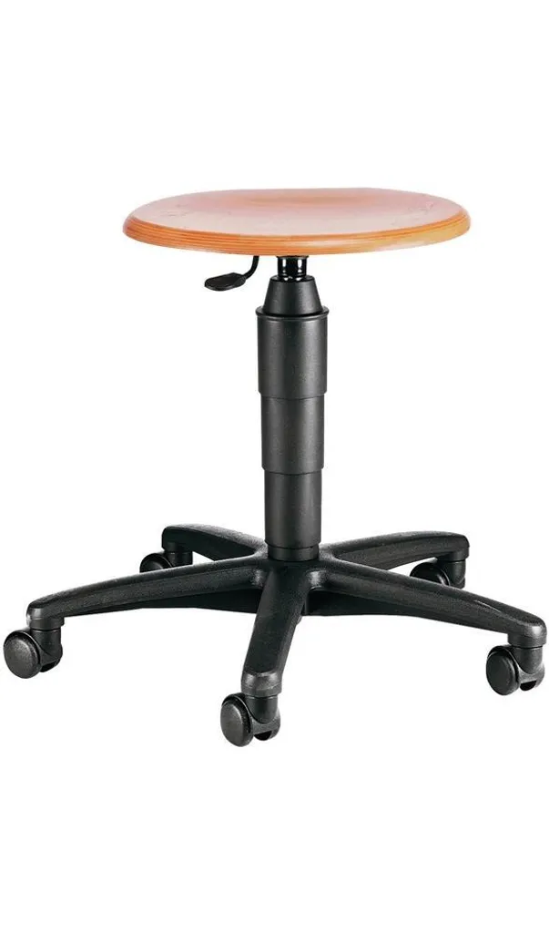 Sgabello Girevole Topstar Faggio Naturale | Seduta 42-55 cm con Rotelle