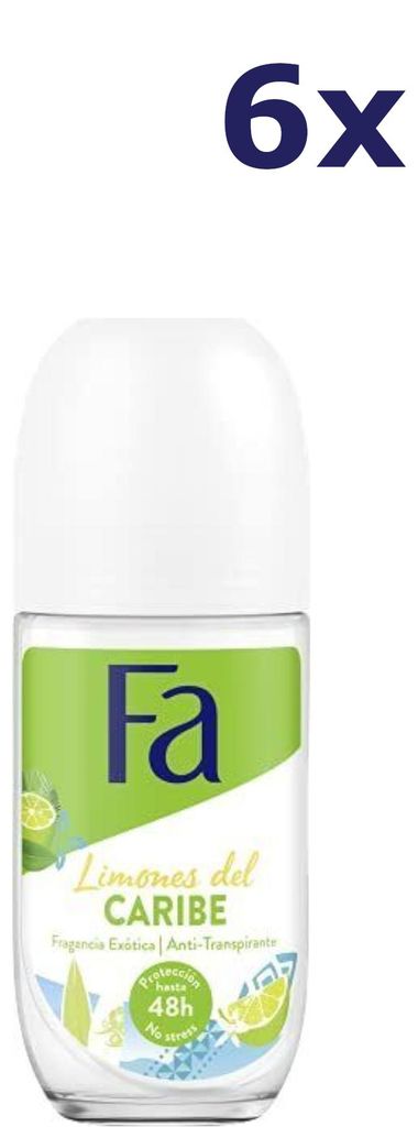 6x Fa Deo Roll-on Women - Caribbean Lemon 50 ml