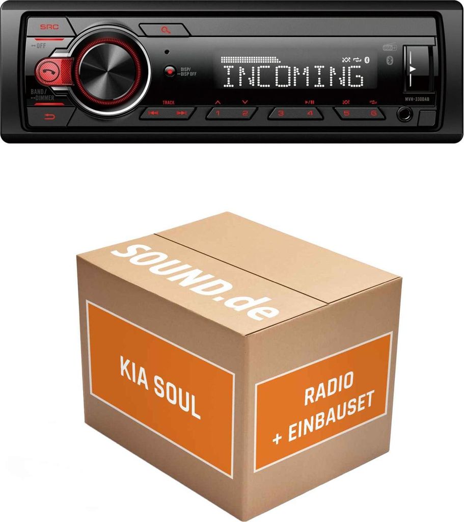 Autoradio Einbaupaket Pioneer MVH330DAB passend für KIA Soul 1 Schwarz | Bluetooth Telefonieren