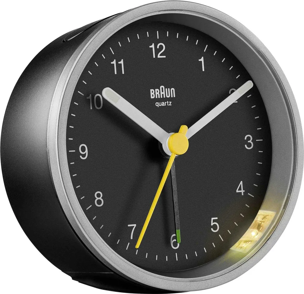 Sveglia Braun BC12SB Argento-Nero | Idea Regalo Iconica e Funzionale