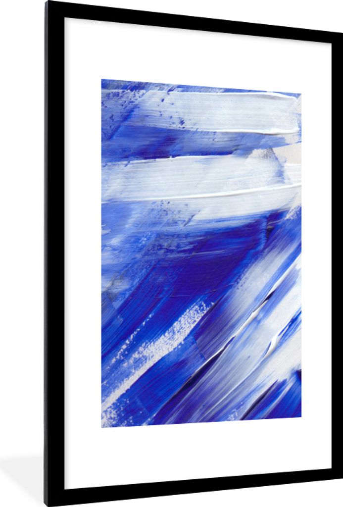 MuchoWow Gerahmtes Poster Farbe - Design - Blau 60x90 cm - Poster mit Schwarzem Bilderrahmen Wandposter Rahmen Foto Bilder - Dekoration - Wandpos...