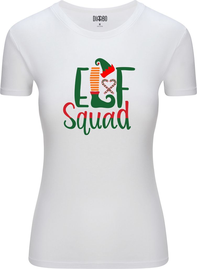 Diarbo Damen Weihnachts-T-Shirt Weihnachtsgeschenk Elfentrupp Weiß Gr.XL