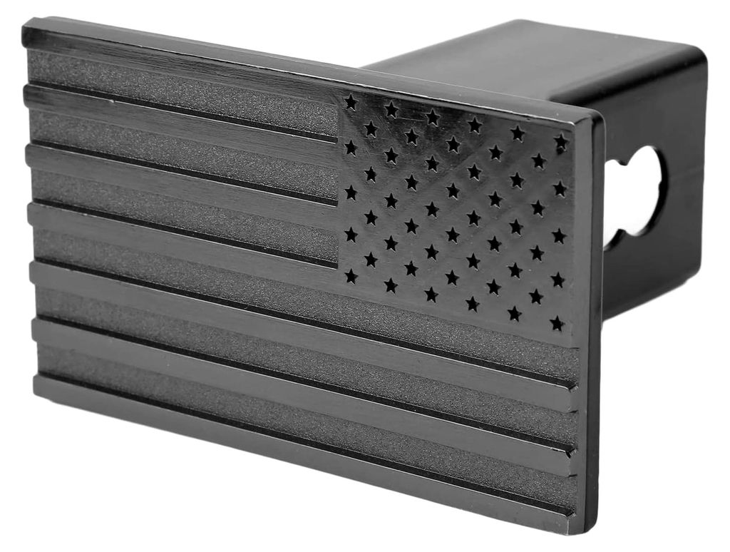 Metall-Kupplungsabdeckung mit Flaggen-Emblem, Robuster Schutz für SUV und LKW, 5,1 cm Empfänger, Schwarze Anhänger-Metall-Kupplungsabdeckung fü...