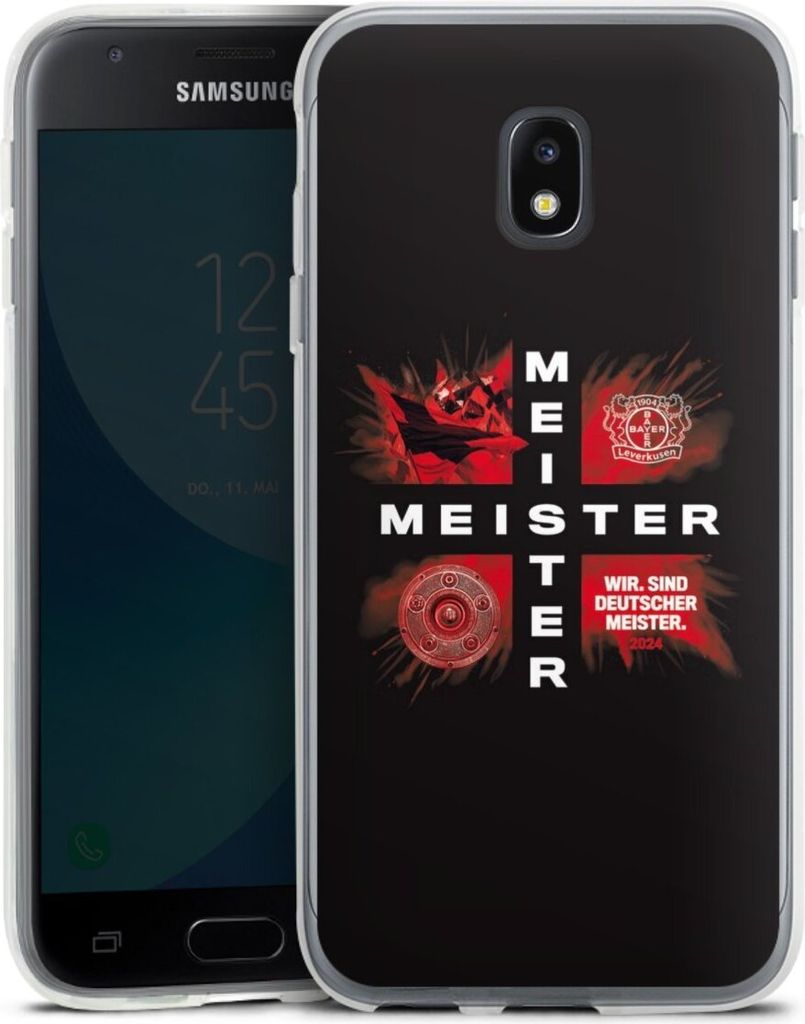DeinDesign Handyhülle für Samsung Galaxy J3 Duos (2017) Silikon Hülle Case Smartphone Schutzhülle Bayer 04 Leverkusen Meister Offizielles Lizen...