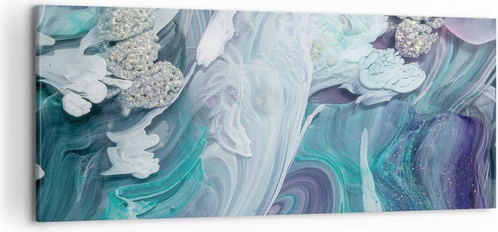 Bild auf Leinwand - Leinwandbild - Einteilig - Abstraktion dreidimensional blau - 120x50cm - Wand Bild - Wanddeko - Wandbilder - Leinwanddruck - Bi...