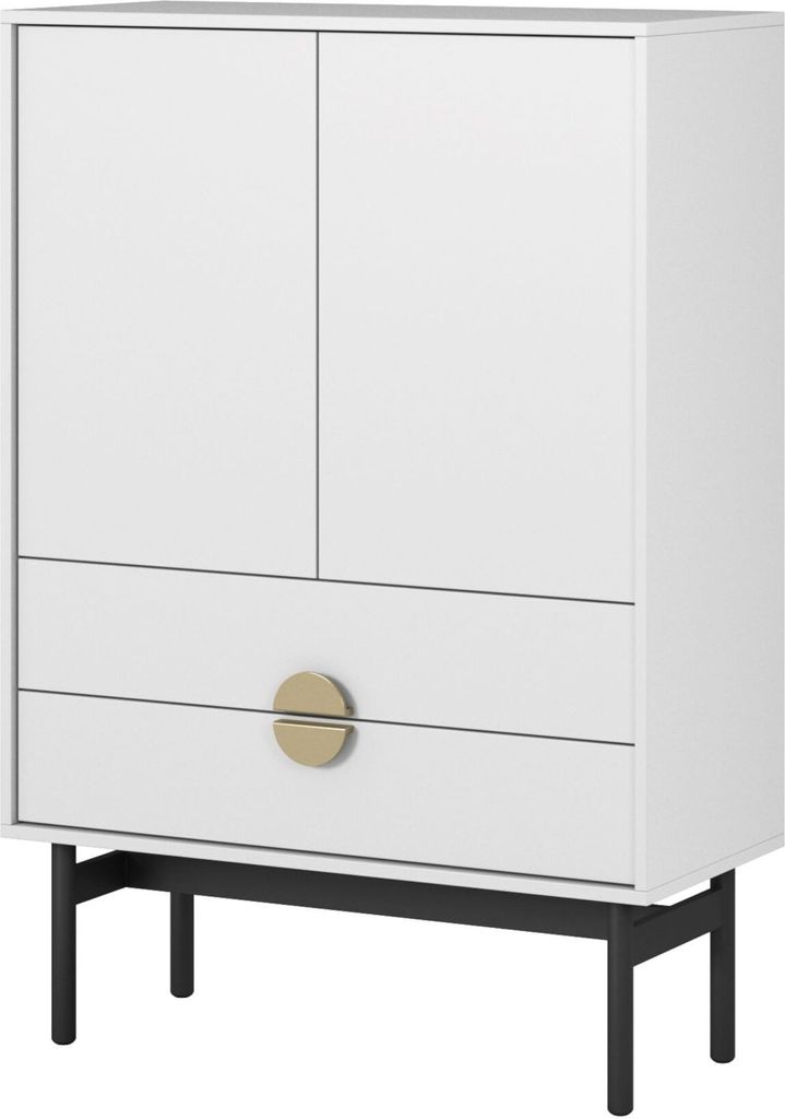 Selsey Stoon - Highboard mit 2 Schubladen, Weiß mit Produktbild 