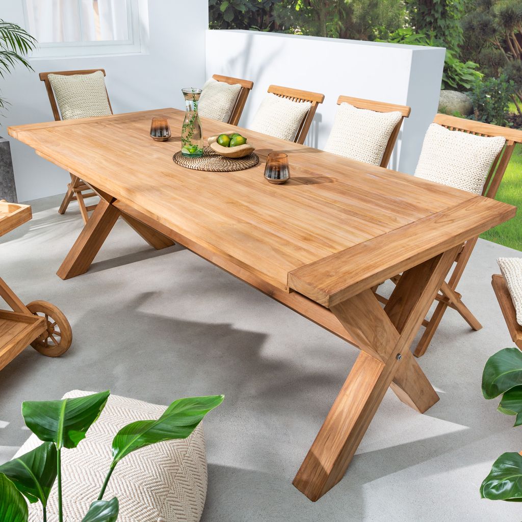 riess-ambiente Wetterfester Gartentisch EMPIRE TEAK 220cm Teak Massivholz Outdoor Esstisch Outdoortisch Balkontisch Tisch
