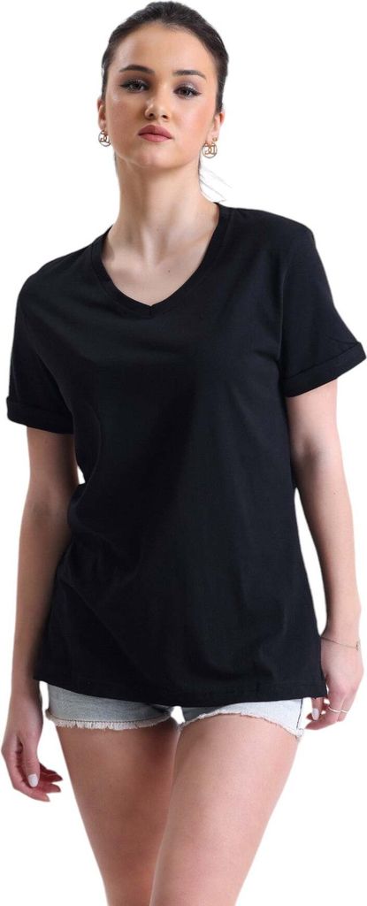 T shirt Royyen Zdn12 V Ausschnitt Damen – SCHWARZ / XL Produktbild 