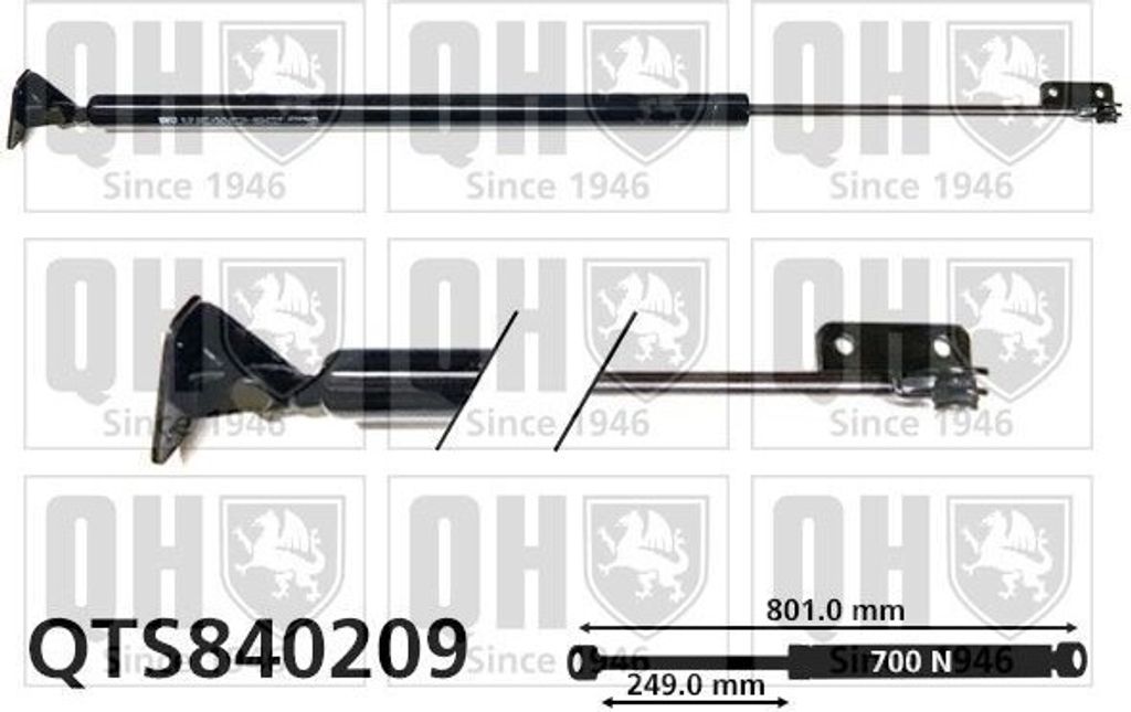 QUINTON HAZELL QTS840209 Gasfeder Heckklappendämpfer für HYUNDAI H-1 / Starex MPV (A1) 801mm