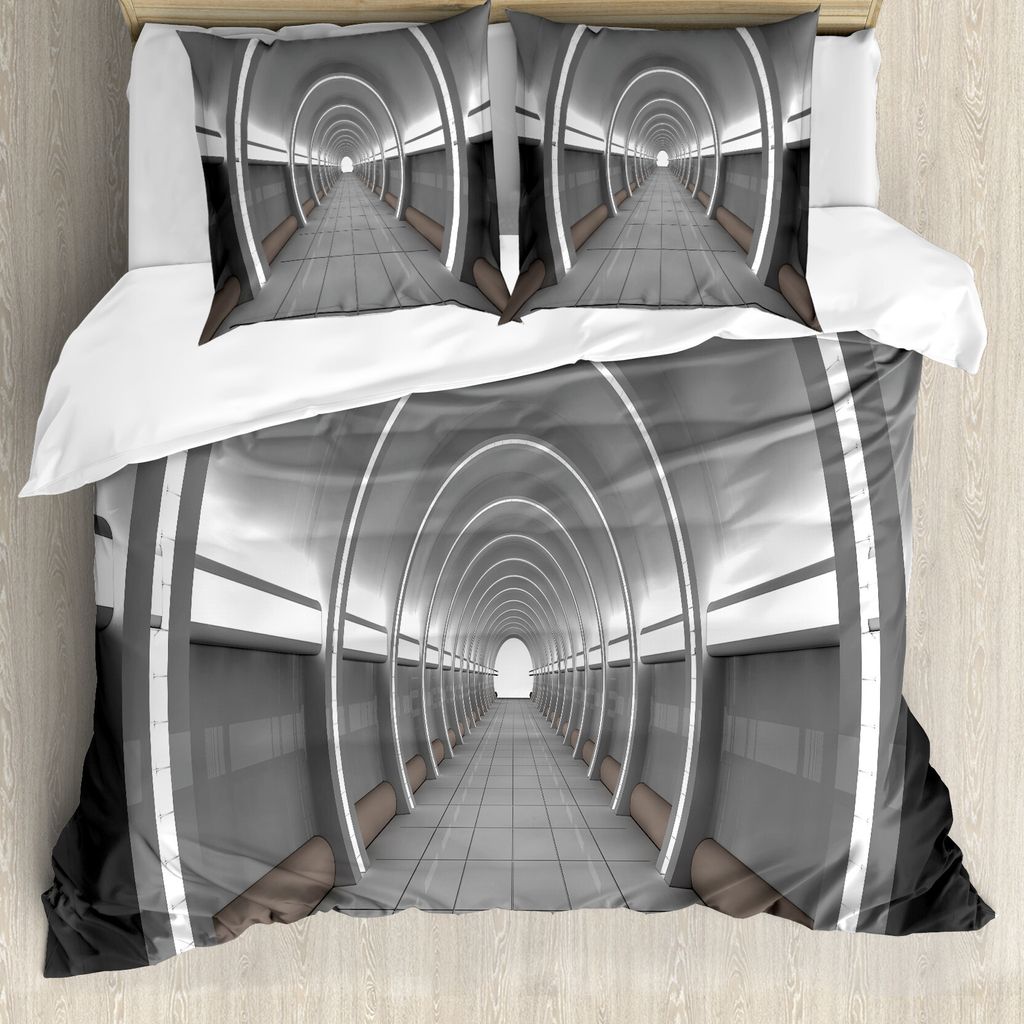 ABAKUHAUS Galaxis Bettbezugs Set Für Doppelbetten, Oval Alien Life Kosmos, Milbensicher Allergiker geeignet mit Kissenbezügen, Grün