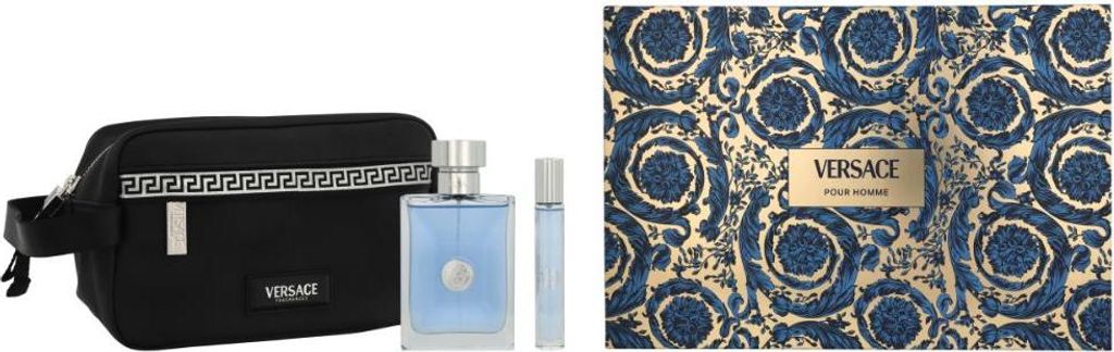 Versace Pour Homme Geschenkset für Männer Eau de Toilette 100 ml + Eau de Toilette 10 ml + Kosmetiktasche