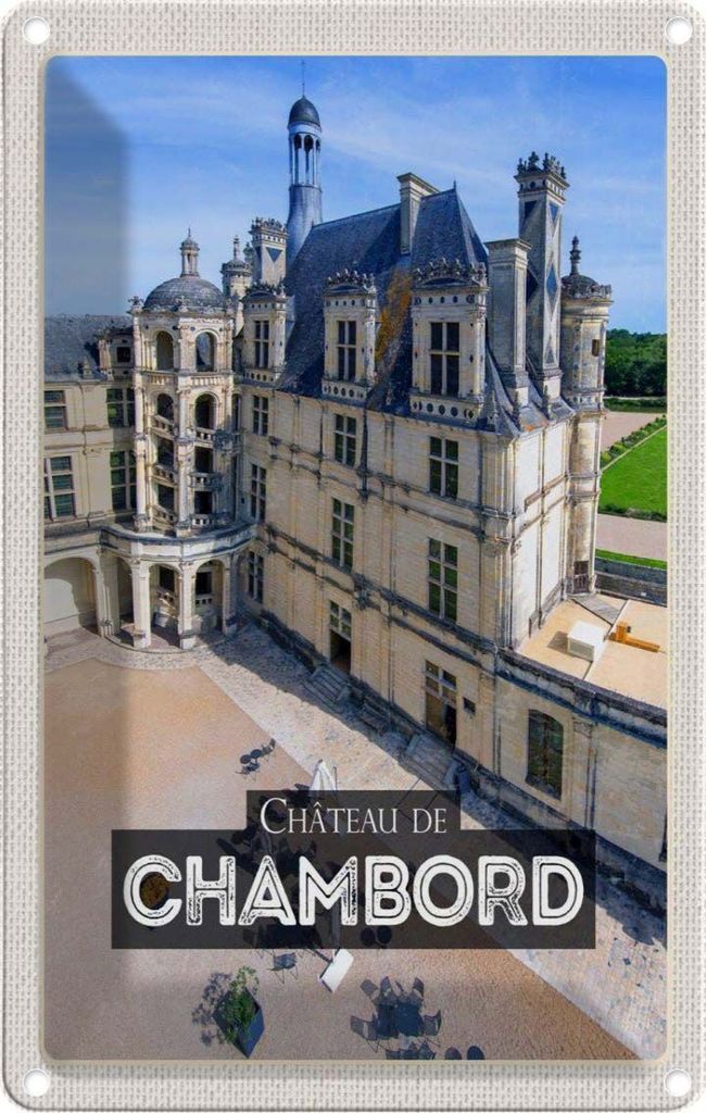 vianmo Blechschild 18x12 cm Château de Chambord Schloss Geschenk Bildmotiv Reisemotiv Abenteuer Reisen Urlaub