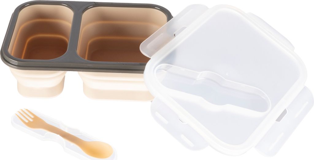 ZOPA Silikon-Snackbox mit Besteck Groß Sandbeige Produktbild 