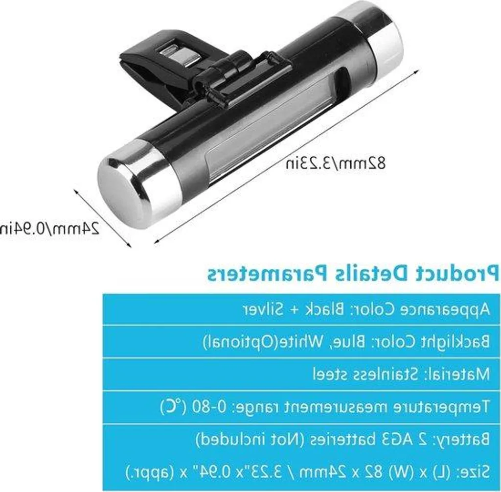 Affichage LED bleu pour voiture avec thermomètre numérique de bord 12V