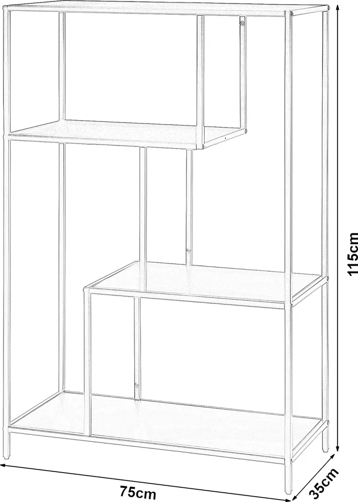 Bibliothèque industrielle noir mat 4 niveaux en acier résistant 115 cm - 3