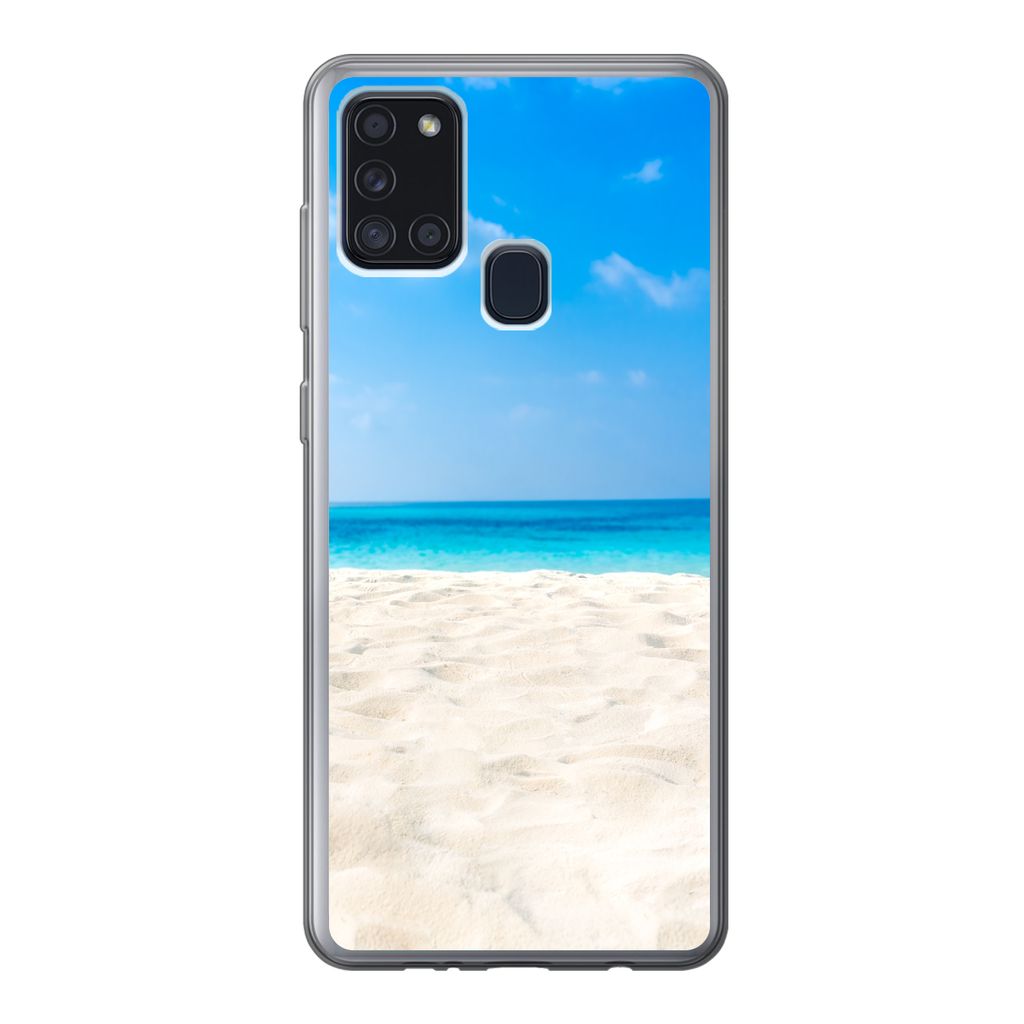 MuchoWow Handyhülle Schutzhülle Hülle für Samsung Galaxy A21s Strand - Meer - Sand Silikon Softcase Handy Hülle - Hartschale