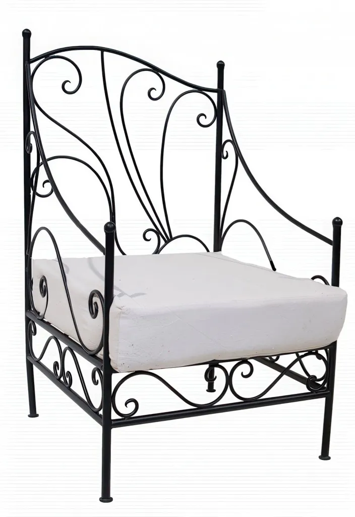 Fauteuil Murcia en fer forgé artisanal bicolore Noir Blanc pour Patio