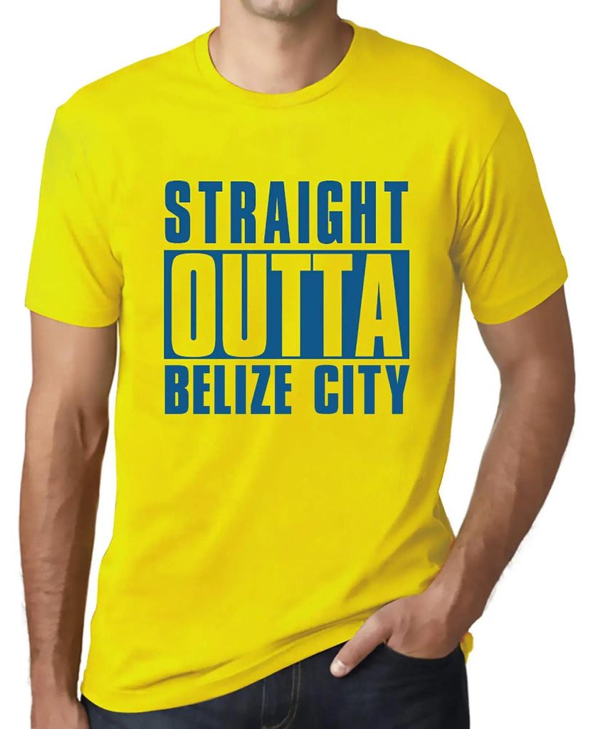 Herren Grafik T-Shirt Direkt aus Belize City – Straight Outta Belize City – Öko-Verantwortlich Vintage Jahrgang Kurzarm Lustige Druck Geburtstag