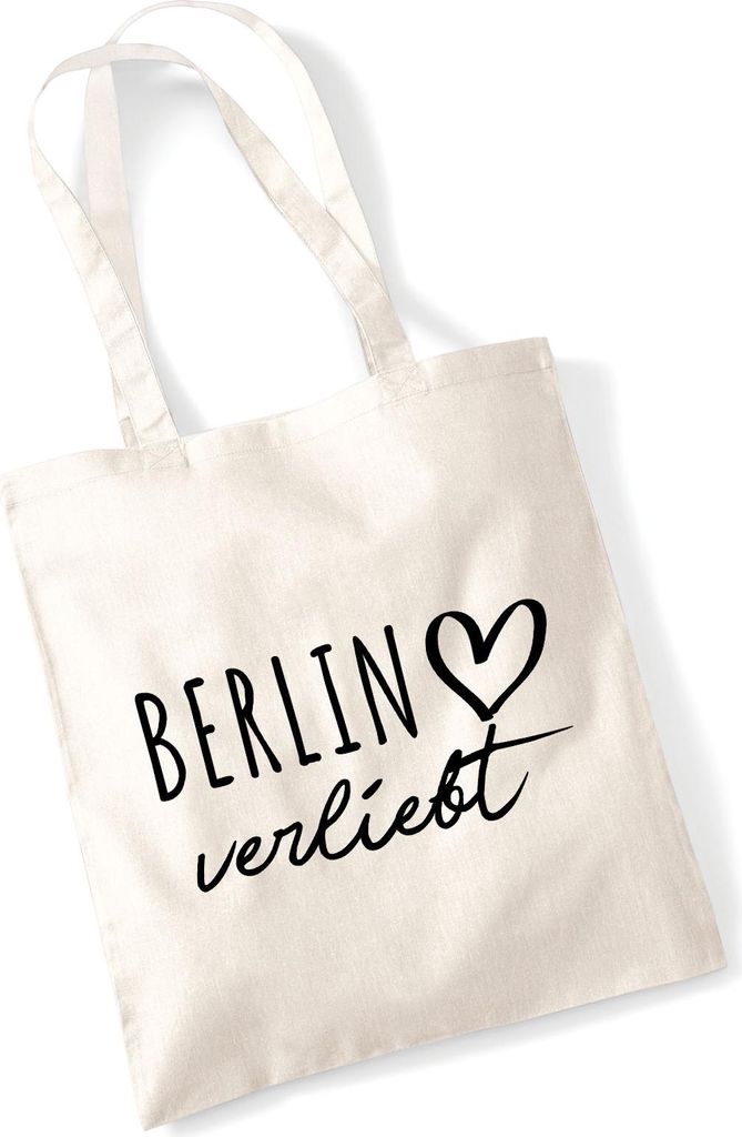 Huuraa Tasche Berlin verliebt Geschenk 10 Liter Natural Baumwolle Berlin Accessoire