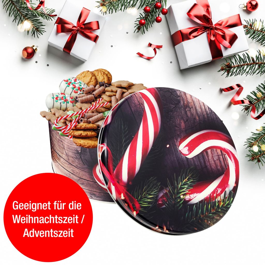 ACTOYS 2er Set Etall Keksdose, Weihnachten Keksdose, Gebäckdose, Runde Weihnachtsdosen