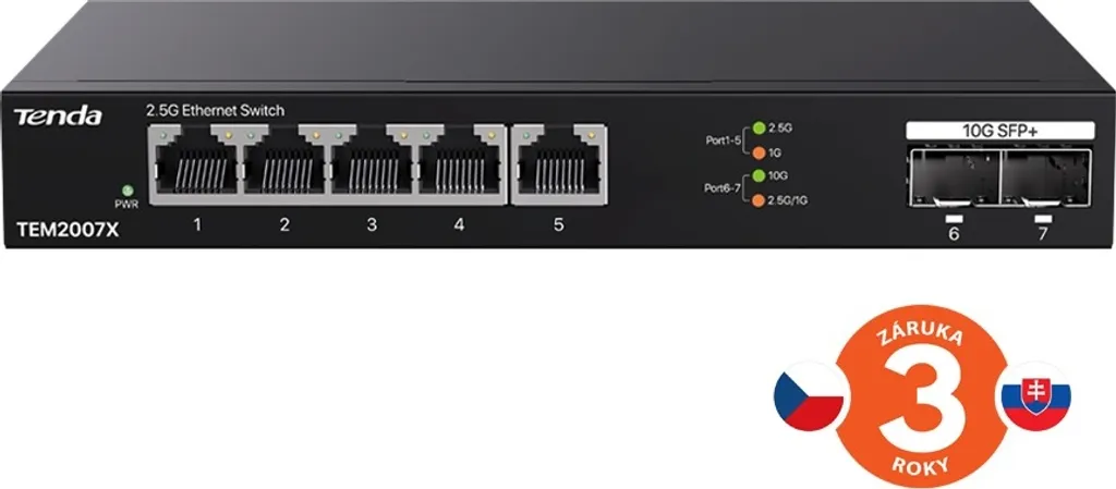 Tenda TEM2007X network switch 2.5G Ethernet (100/1000/2500) Desktop Black