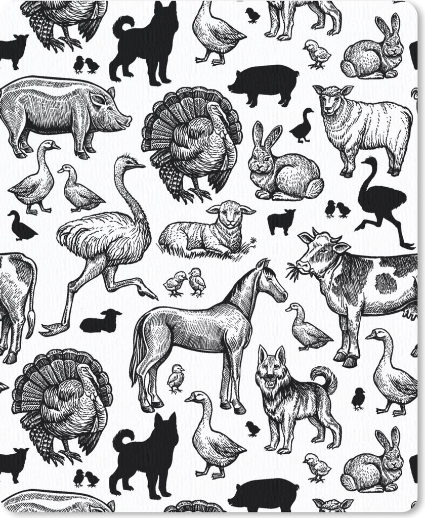 MuchoWow Mauspad Mousepad Muster - Tiere - Schwarz und weiß 19x23 cm - Mousepads - Maus Mat - Pad - Mausunterlage - Mauspads - Spielen