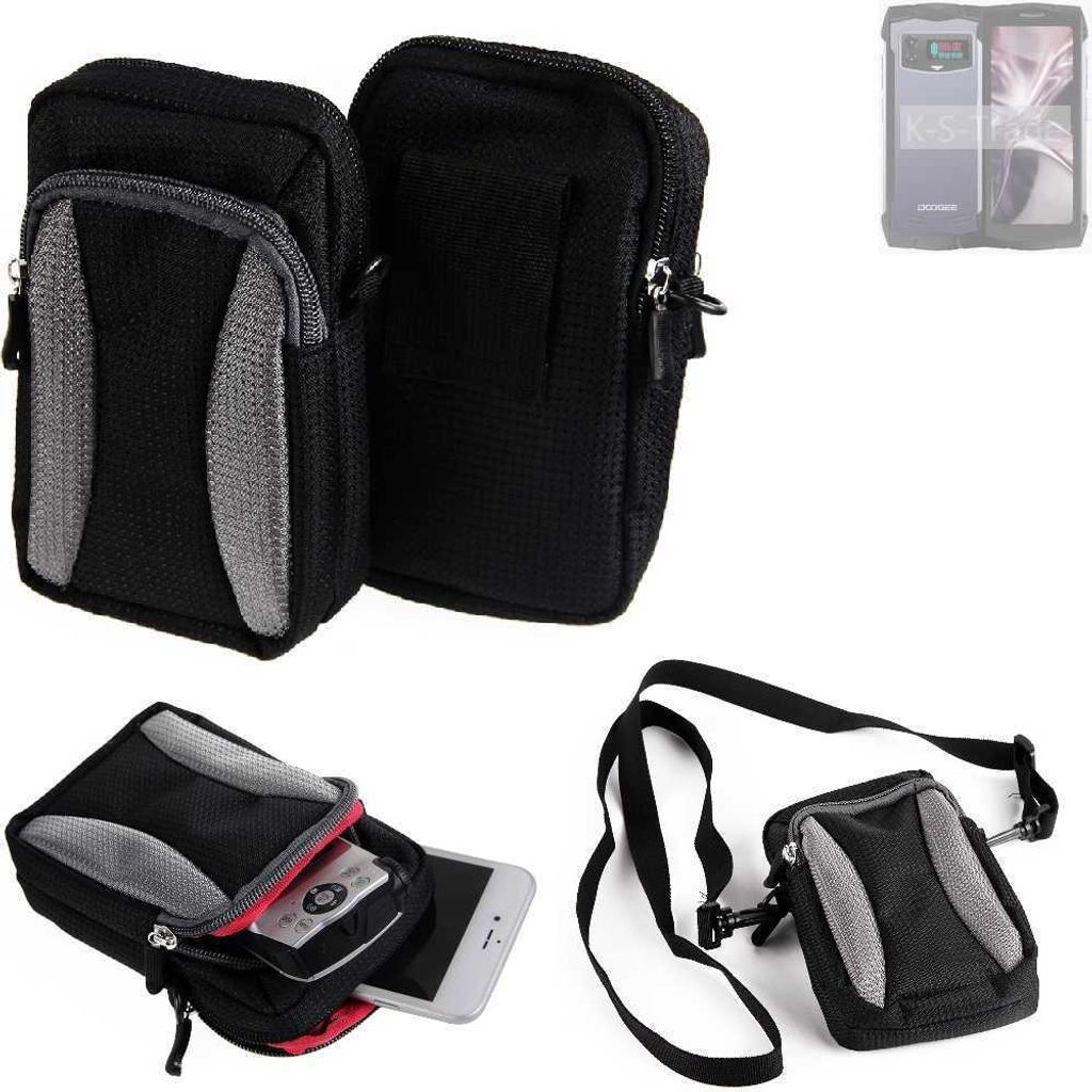 K-S-Trade Holster Schutz Hülle kompatibel mit Doogee Smini Handy Hülle Gürteltasche Umhängetasche mit Zusatzfach schwarz