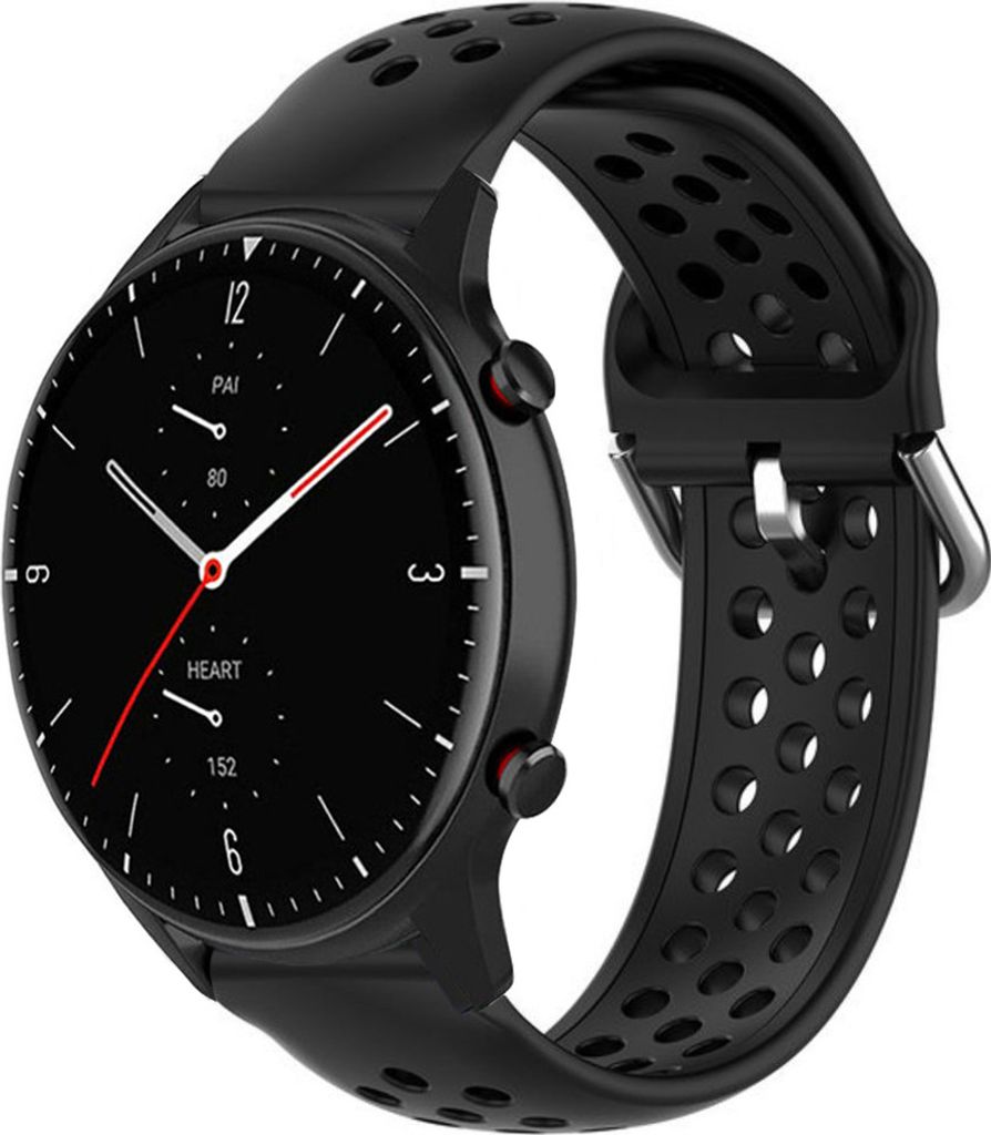 Strap-it Amazfit GTR 2 Silikonarmband mit Löchern (Schwarz)