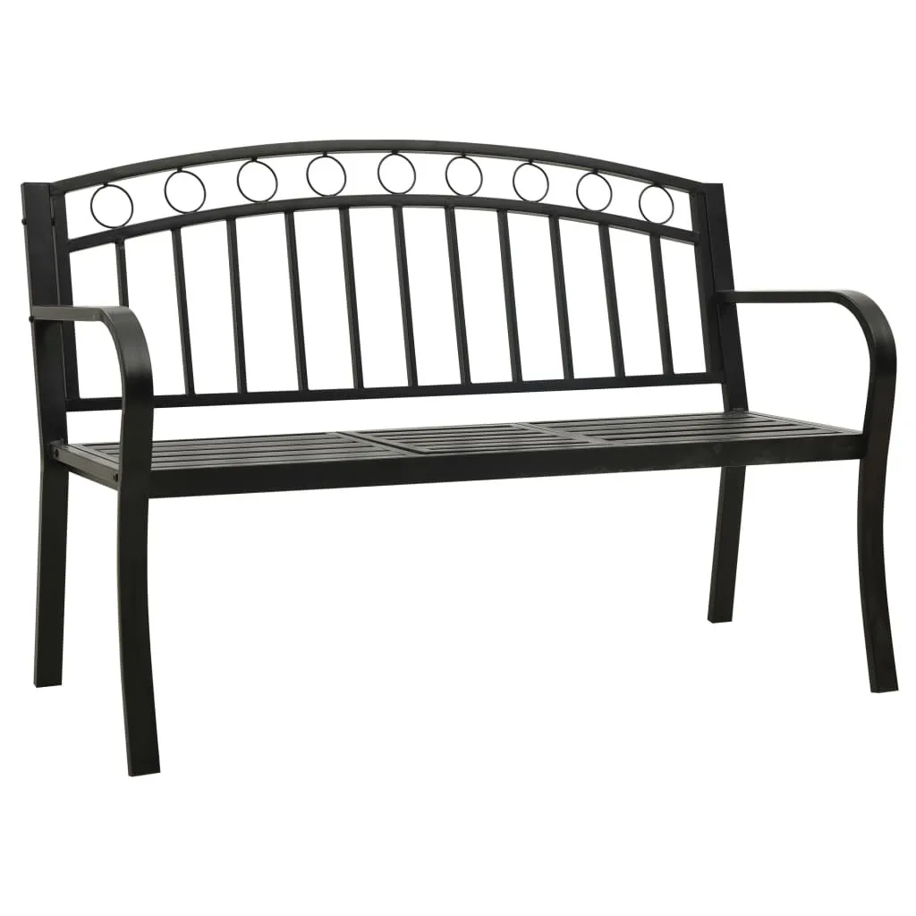 Banc de jardin avec table noir 120 cm en acier robuste - Design Modulo