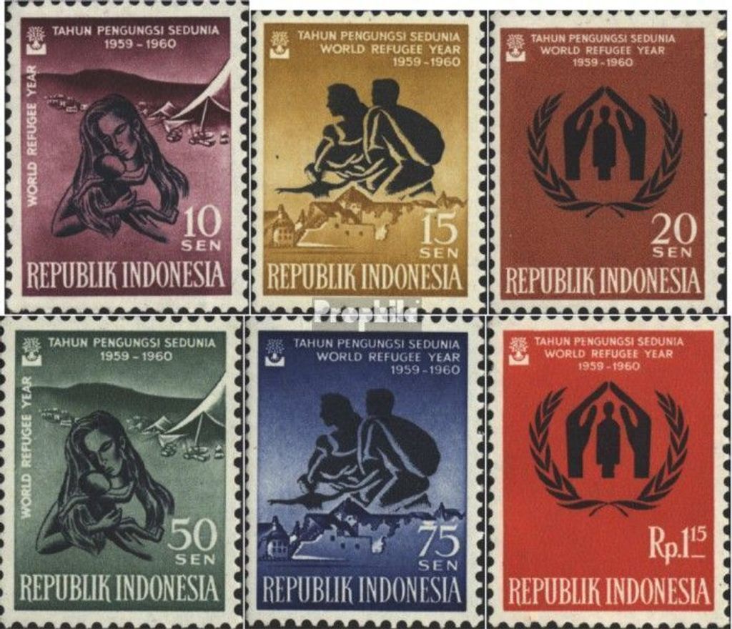 Briefmarken Indonesien 1960 Mi 263-268 (kompl.Ausg.) Produktbild 