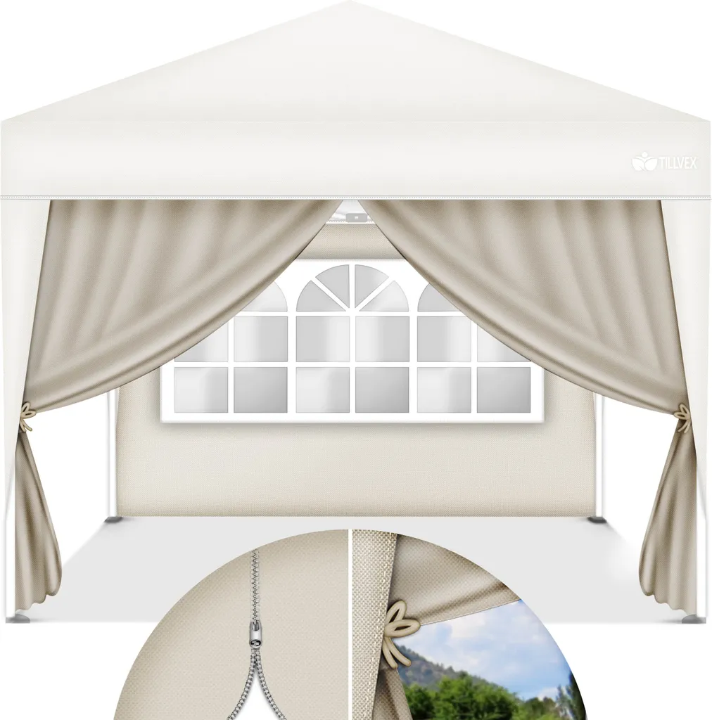Pareti Gazebo tillvex Beige 2 Pezzi | Tessuto Oxford 210D UV50+