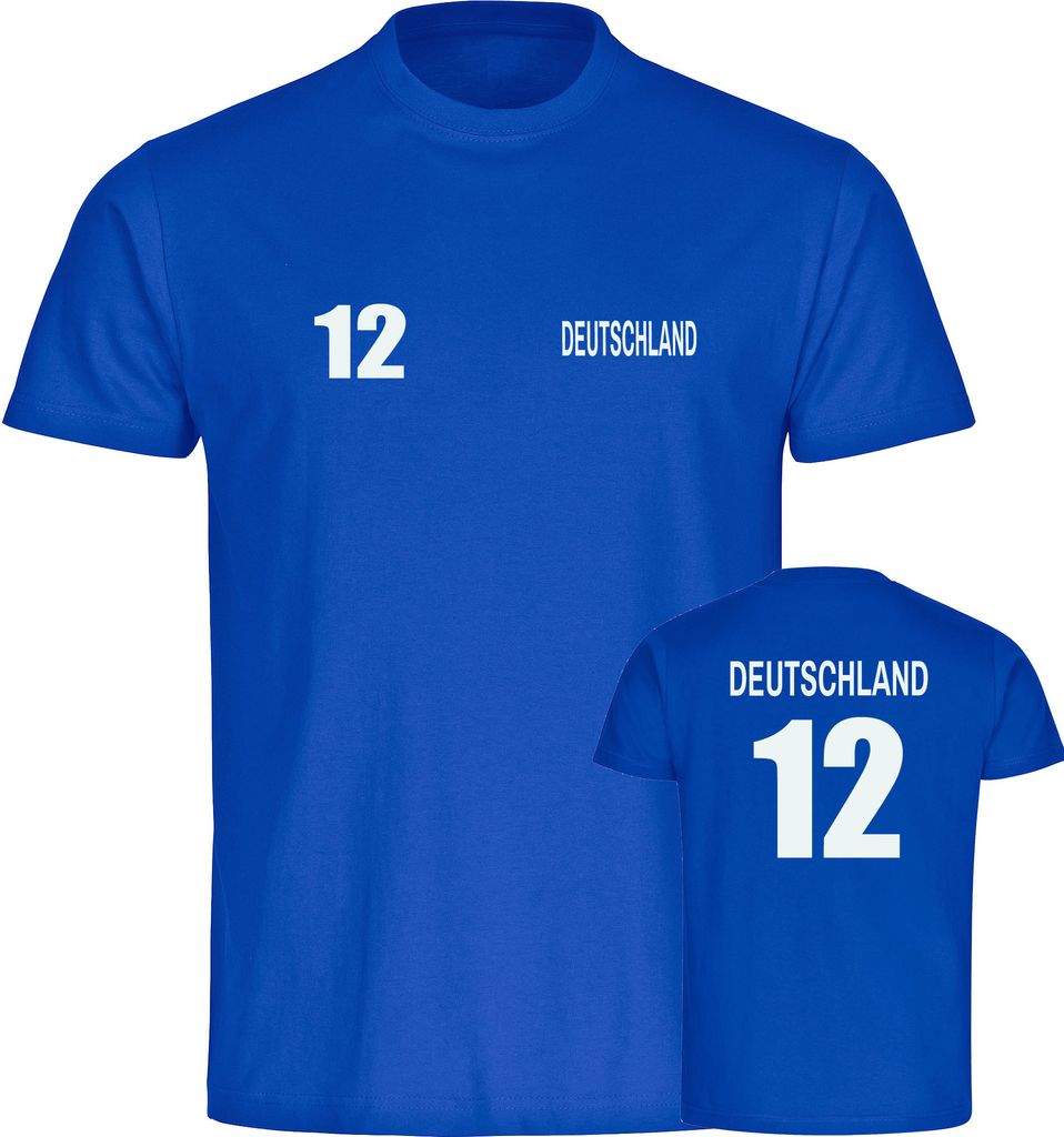 multifanshop Kinder T-Shirt - Deutschland - Trikot Nummer 12, blau, Größe 176