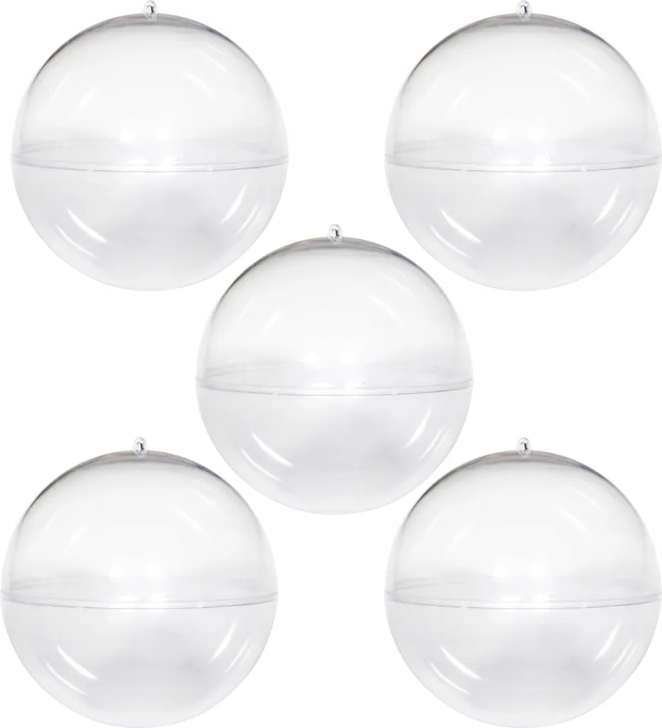 Set 5 Sfere in Plexiglass 12cm con Gancio - Trasparenza Alta Qualità