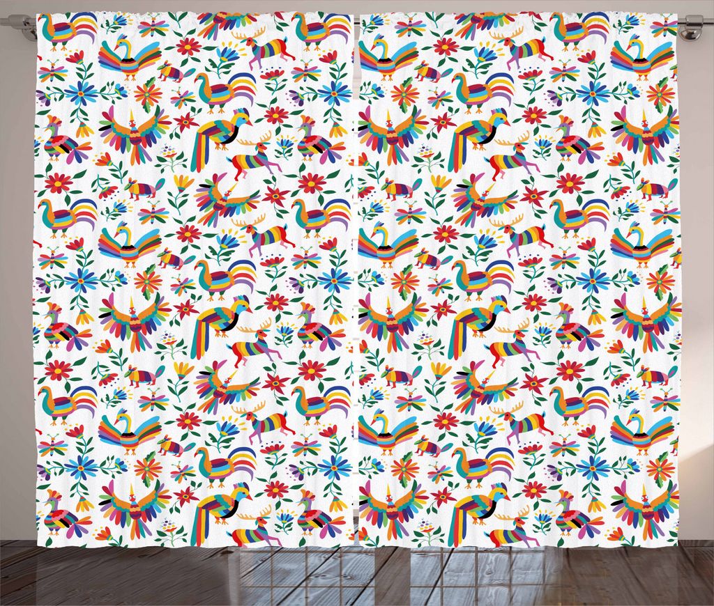 ABAKUHAUS Mexikaner Rustikaler Vorhang, Natürliche Inspiration Kunst, Wohnzimmer Universalband Gardinen mit Schlaufen und Haken, 280 x 225 cm, Meh...