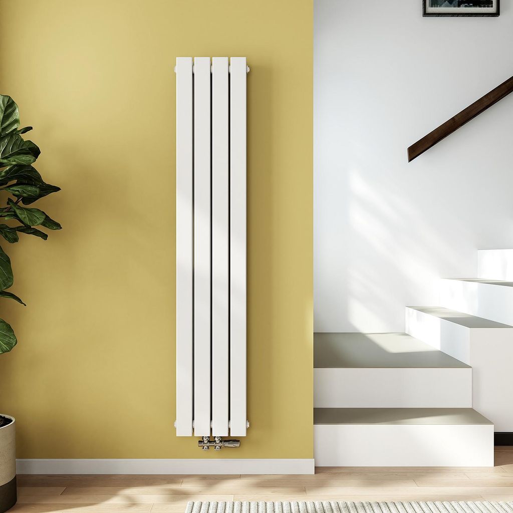 EMKE Heizkörper Flach Heizkörper Design Paneelheizkörper Weiß Vertikal Doppellagig 1600x 300 mm 966W ohne Heizstab