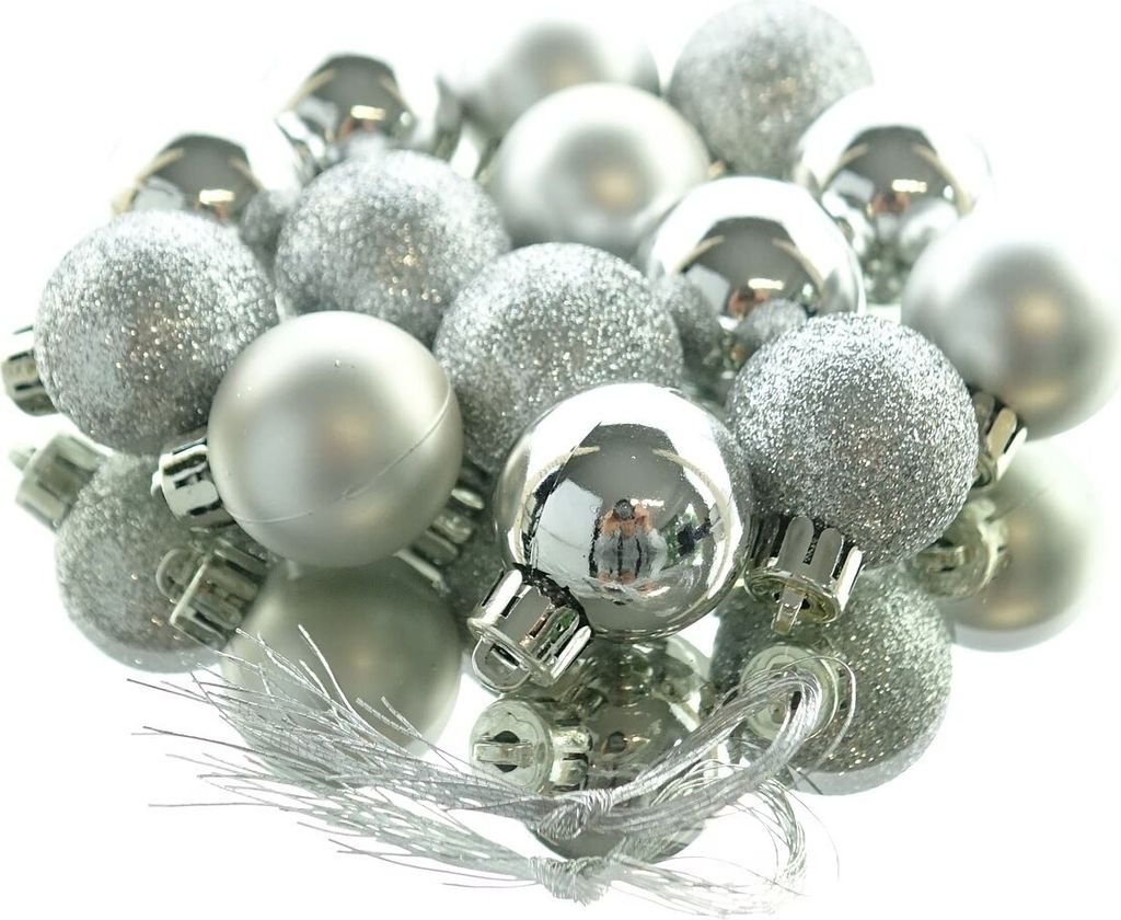 Weihnachtskugeln Silberfarben bruchfest Ø 3 cm aus Kunststoff - 14er Set