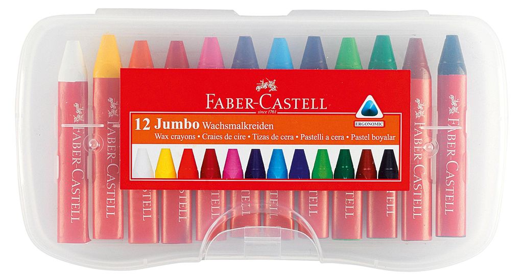 Kredki woskowe FABER CASTELL Jumbo 12 sztuk w plastikowym Zdjęcie produktu 