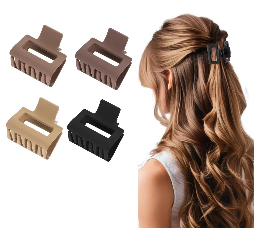 Barrettes pour Cheveux Fins et Épais - Lot de 4 Pinces Mates de 4 cm