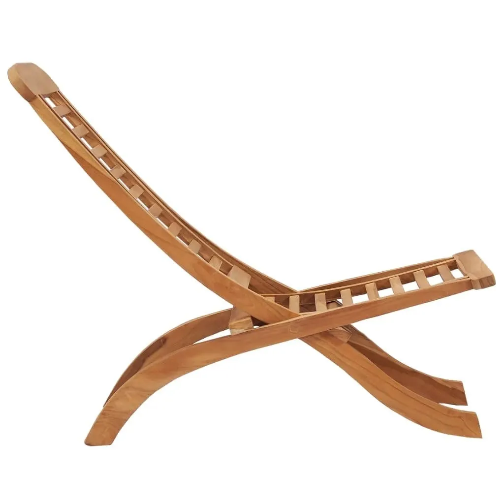 Chaise de jardin pliante météo-résistante en teck pour extérieur - 2