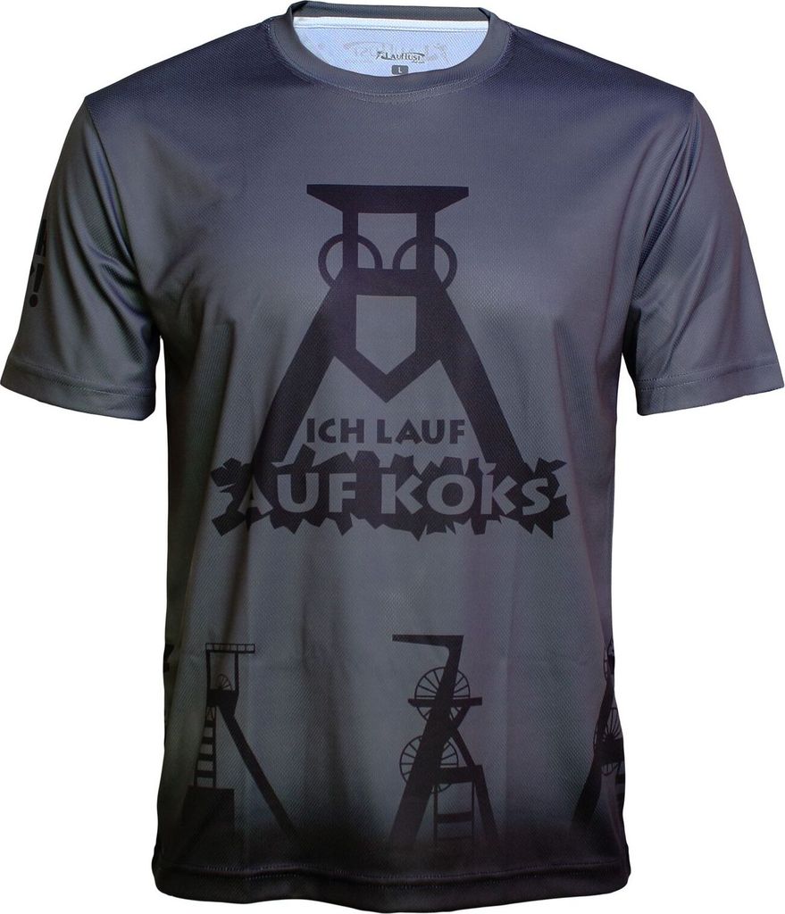 Ich lauf auf Koks Funktions T-Shirt Prospergrau für Männers, Größe:M