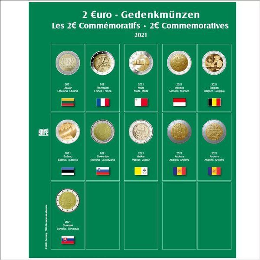 SAFE 7341-29 Münzblatt mit Vordruck für 2 EURO 2021