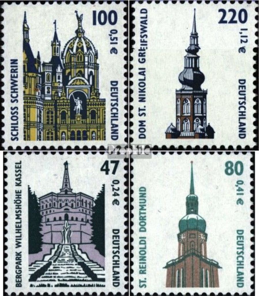 Briefmarken BRD (BR.Deutschland) 2001 Mi 2156-2157,2176-2177 (kompl.Ausg.) gestempelt Sehenswürdigkeiten