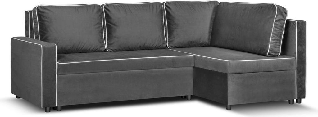 Ecksofa mit Schlaffunktion MIDI - Dunkelgrau/Weiß