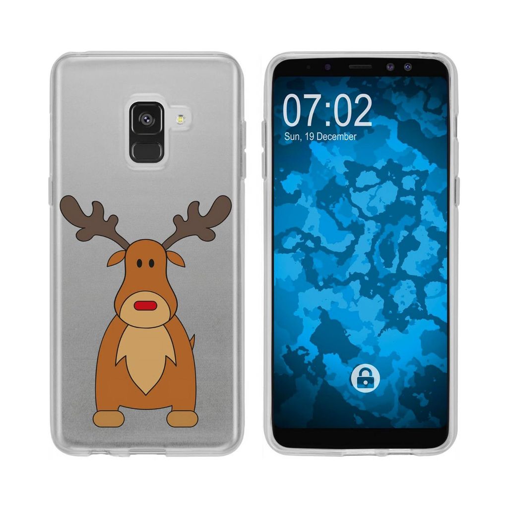PhoneNatic Case kompatibel mit Samsung Galaxy A8 (2018) EU Version Silikon-Hülle X Mas Weihnachten Rentier M3