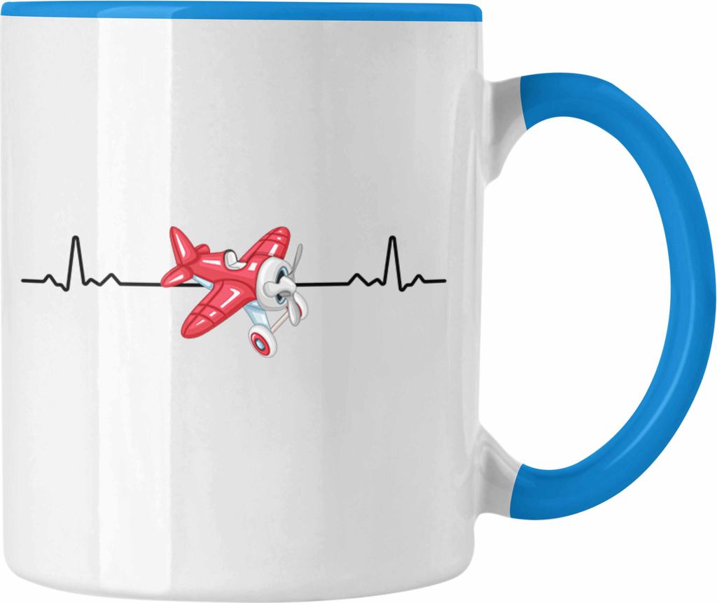 Trendation - Pilot Tasse Herzschlag Geschenk Bester pilot Sprüche (Blau)