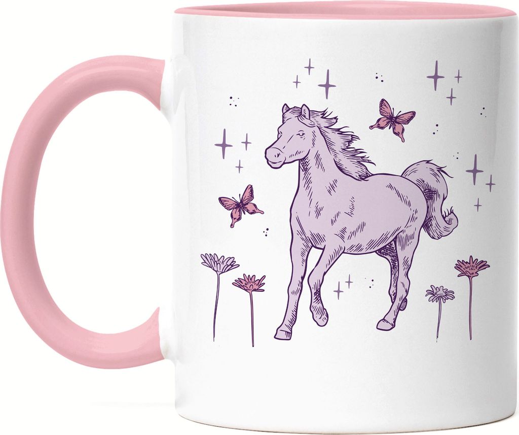 Pferd Tasse Rosa Pferde Hengst Stute Hobbie Pferdeflüsterer Produktbild 